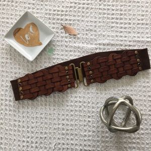 Linea Pelle Brown Leather & Cotton Belt